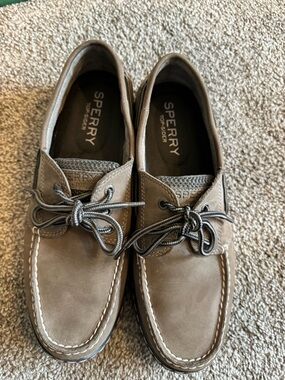 Sperry Men’s Taupe Brown Leather Boat Shoes